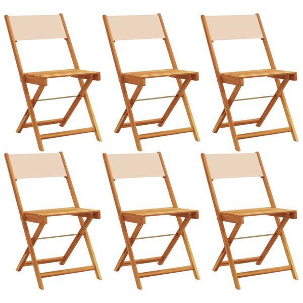 vidaXL Chaises de jardin pliantes lot de 6 beige tissu et bois massif