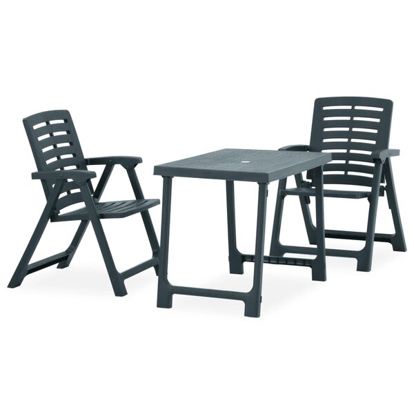vidaXL Ensemble de bistro pliable 3 Pièces Plastique Vert