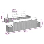 vidaXL Ensemble de canapé de jardin avec coussin 9 Pièces Noir Poly rotin