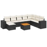 vidaXL Salon de jardin 9 Pièces avec coussins noir résine tressée