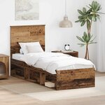 vidaXL Cadre de lit Bois ancien 75 x 190 cm Bois de pin massif