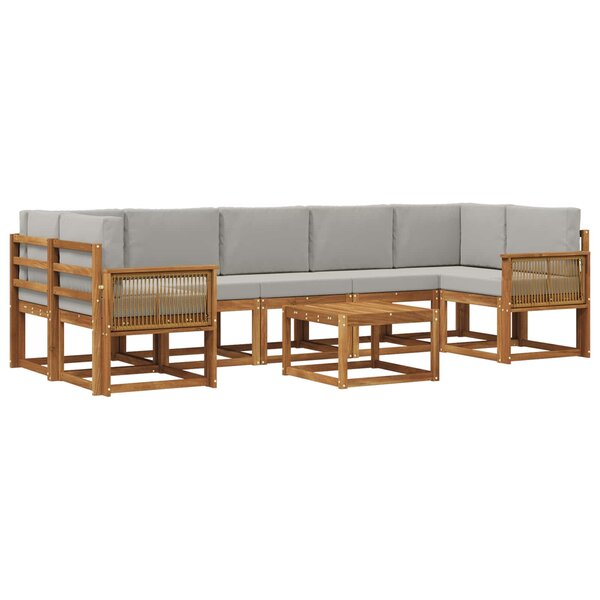 vidaXL Ensemble de canapés d'extérieur 8 pc Naturel et gris clair