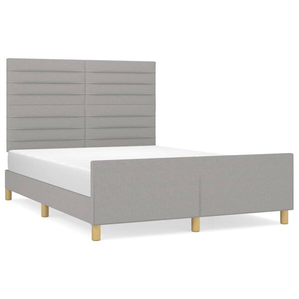 vidaXL Cadre de lit avec tête de lit Gris clair 140x200 cm