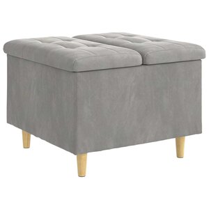 vidaXL Pouf de rangement Gris clair 60 x 60 x 45 cm Velours