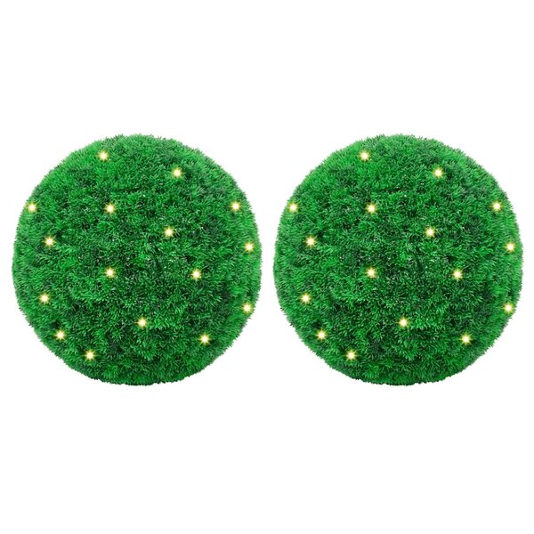 vidaXL Boules de buis artificielles avec lumières LED 2 Pièces vert 45 cm