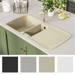 vidaXL Évier de cuisine Granit Double lavabo Beige