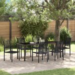 vidaXL Ensemble de Salle à Manger de Jardin 7 pièces Noir Osier PVC
