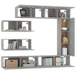 vidaXL Ensemble de meubles TV 7 Pièces Gris béton Bois d'ingénierie