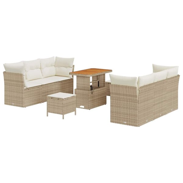 vidaXL Ensemble de canapé de jardin avec coussin 9 Pièces beige et crème
