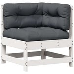 vidaXL Salon de jardin 7 Pièces avec coussins blanc bois de pin massif