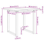 vidaXL Table à manger cadre en O 80x80x75 5cm bois de pin massif fonte
