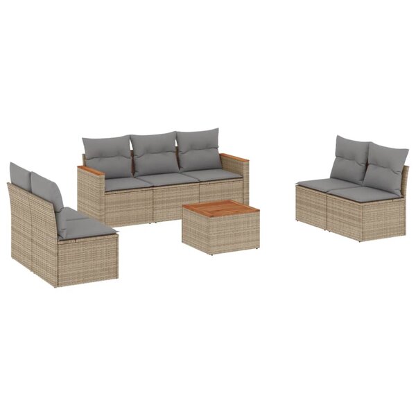 vidaXL Salon de jardin avec coussins 8 Pièces beige résine tressée