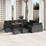 vidaXL Ensemble de canapé de jardin 14 Pièces Noir polyrotin