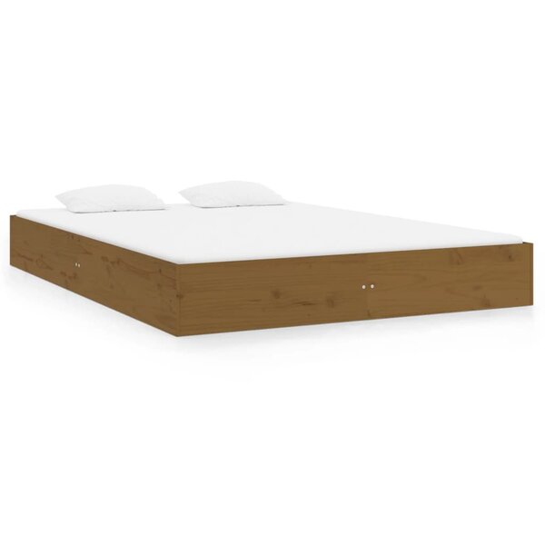 vidaXL Cadre de lit Marron miel Bois massif 150x200 cm Très grand