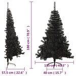 vidaXL Demi sapin de Noël artificiel avec support Noir 180 cm PVC