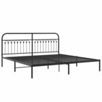vidaXL Cadre de lit métal sans matelas avec tête de lit noir 200x200cm