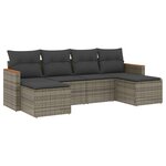 vidaXL Salon de jardin 6 Pièces avec coussins gris résine tressée