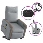 vidaXL Fauteuil inclinable de massage électrique Gris clair Tissu