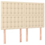 vidaXL Sommier à lattes de lit et matelas et LED Crème 140x200cm Tissu