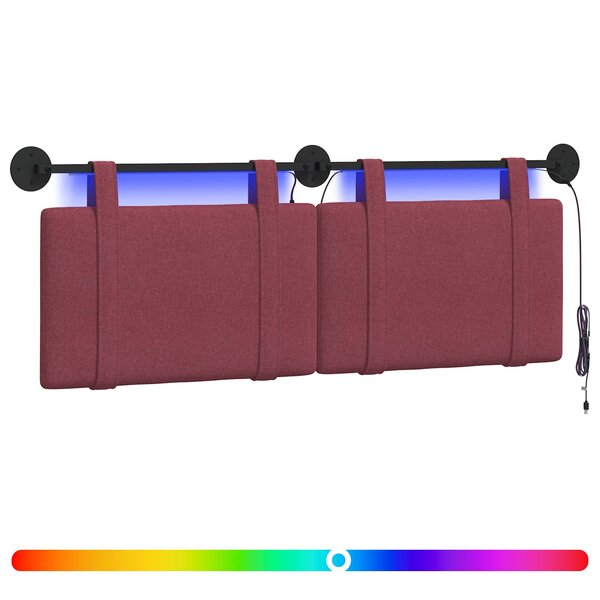 vidaXL Tête de lit suspendue Bordeaux Tissu