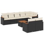 vidaXL Salon de jardin 9 Pièces avec coussins noir résine tressée