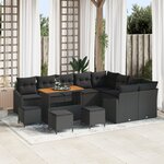 Set de canapé de jardin vidaXL 13 pièces avec coussins Noir Rotin PE