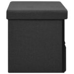 Banc banquette de rangement pliable noir 76 x 38 x 38 cm fau x lin 02_0010904