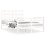 vidaXL Cadre de lit avec tête de lit blanc 140x190 cm bois massif
