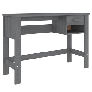 Bureau table poste de travail meuble d'ordinateur informatique étude HAMAR foncé 110 x 40 x 75 cm bois massif de pin gris 02_0023854