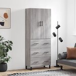 vidaXL Buffet haut Sonoma gris 69 5x34x180 cm Bois d'ingénierie