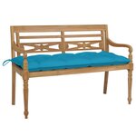 vidaXL Banc Batavia avec coussin bleu clair 120 cm Bois de teck massif