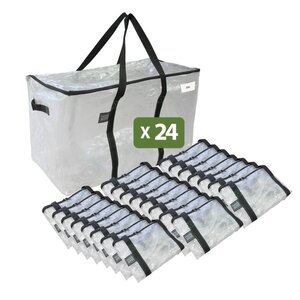 Pack and Move - Lot 24 Grands Sacs Déménagement transparent Rangement Et Transport Ultra Résistant - Réutilisable - Poignées Solides - 100L