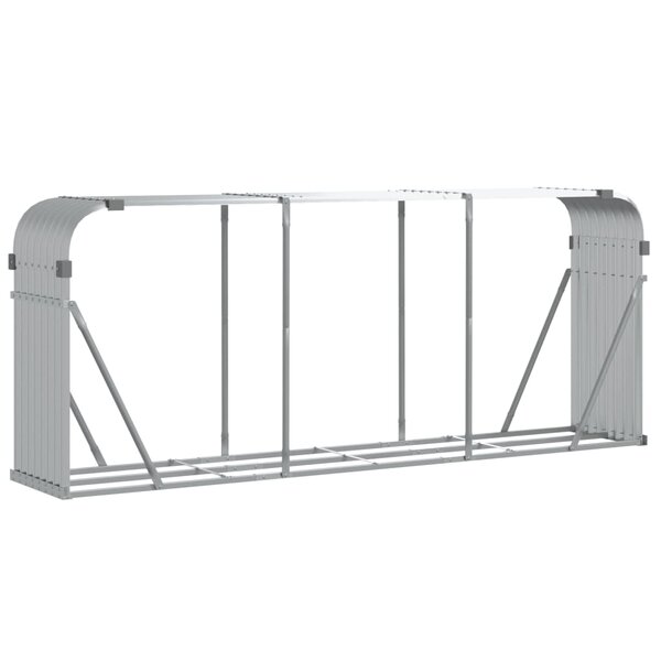 vidaXL Porte-bûches argenté 234x45x100 cm acier galvanisé
