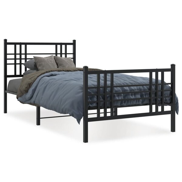 vidaXL Cadre de lit métal sans matelas avec pied de lit noir 90x190 cm