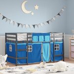 vidaXL Lit mezzanine enfants avec rideaux sans matelas bleu 90x200cm