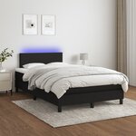 vidaXL Sommier à lattes de lit matelas et LED noir 120x190 cm tissu