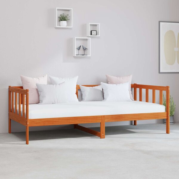 vidaXL Lit d'appoint avec matelas Brun ciré et blanc 90 x 200 cm