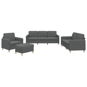 vidaXL Ensemble de canapés 4 Pièces avec coussins Gris foncé Tissu