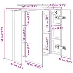 vidaXL Armoire Miroir de Salle de Bain Chêne fumé 60 x 14 5 x 50 cm