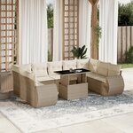 vidaXL Salon de jardin avec coussins 10 Pièces beige résine tressée