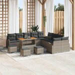 vidaXL Ensemble de canapé de jardin 14 Pièces Gris Poly rotin