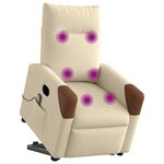 vidaXL Fauteuil inclinable de massage électrique Crème Tissu