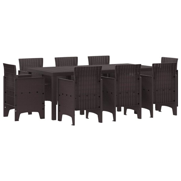 vidaXL Ensemble de salle à manger pour jardin 9 Pièces Marron