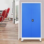 vidaXL Armoire de vestiaire 2 portes Métal 90x40x180 cm Gris et bleu