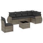 vidaXL Salon de jardin avec coussins 7 Pièces gris résine tressée