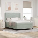 Lit Box Spring avec Matelas Gris Clair 140x200 cm Velours