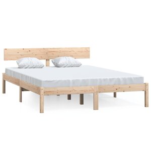 vidaXL Cadre de lit bois de pin massif 135x190 cm double