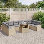vidaXL Ensemble de canapé de jardin 11 Pièces Beige Poly Rattan