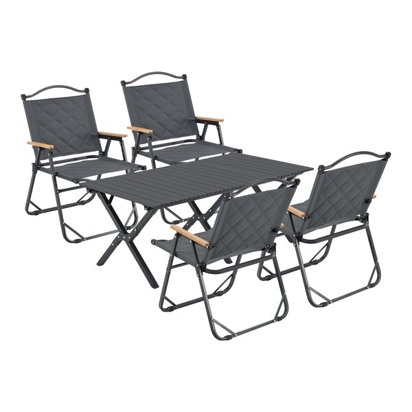 Set de table et 4 chaises de camping tissu Oxford 600D gris 03_0010695