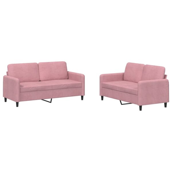 vidaXL Ensemble de canapés 2 Pièces rose velours